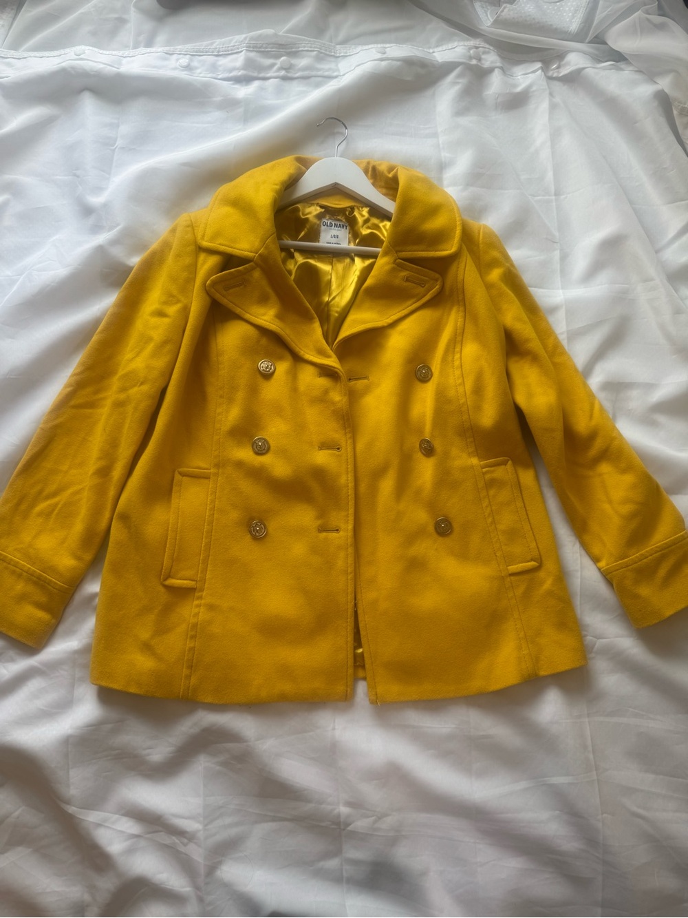 Old Navy Women's Bright Yellow Double-Breasted Peacoat